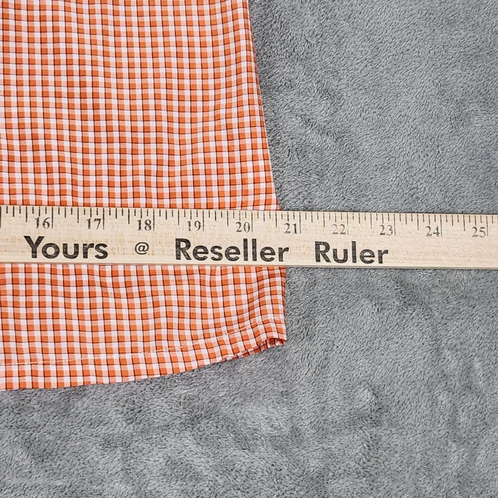 Simms Shirt Mens Small Orange Check Long Sleeve Button Up Fishing Outdoor Casual